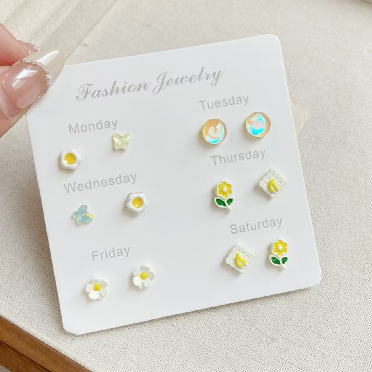 Wholesale Sweet and fresh silver needle small floral and fruit earrings