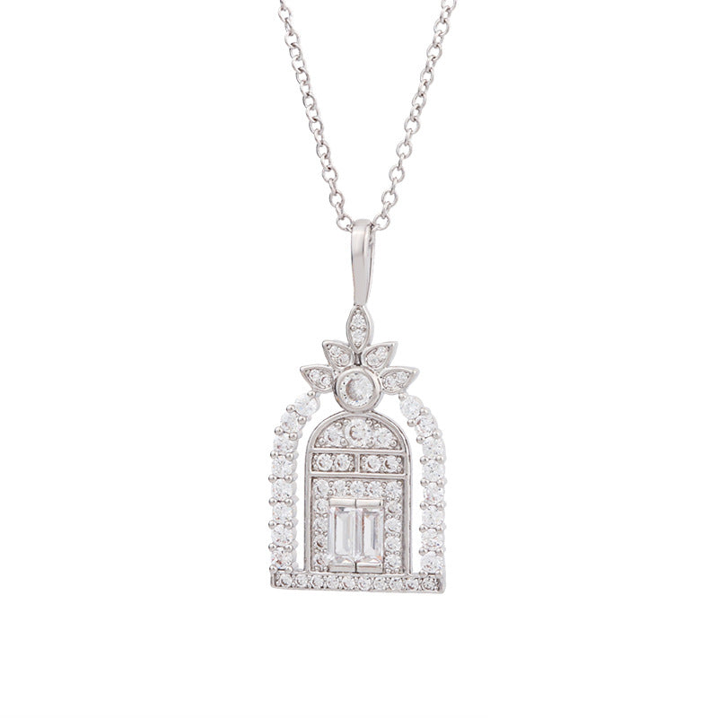 Wholesale V gold  door necklace women's full Diamond White Gold necklaces