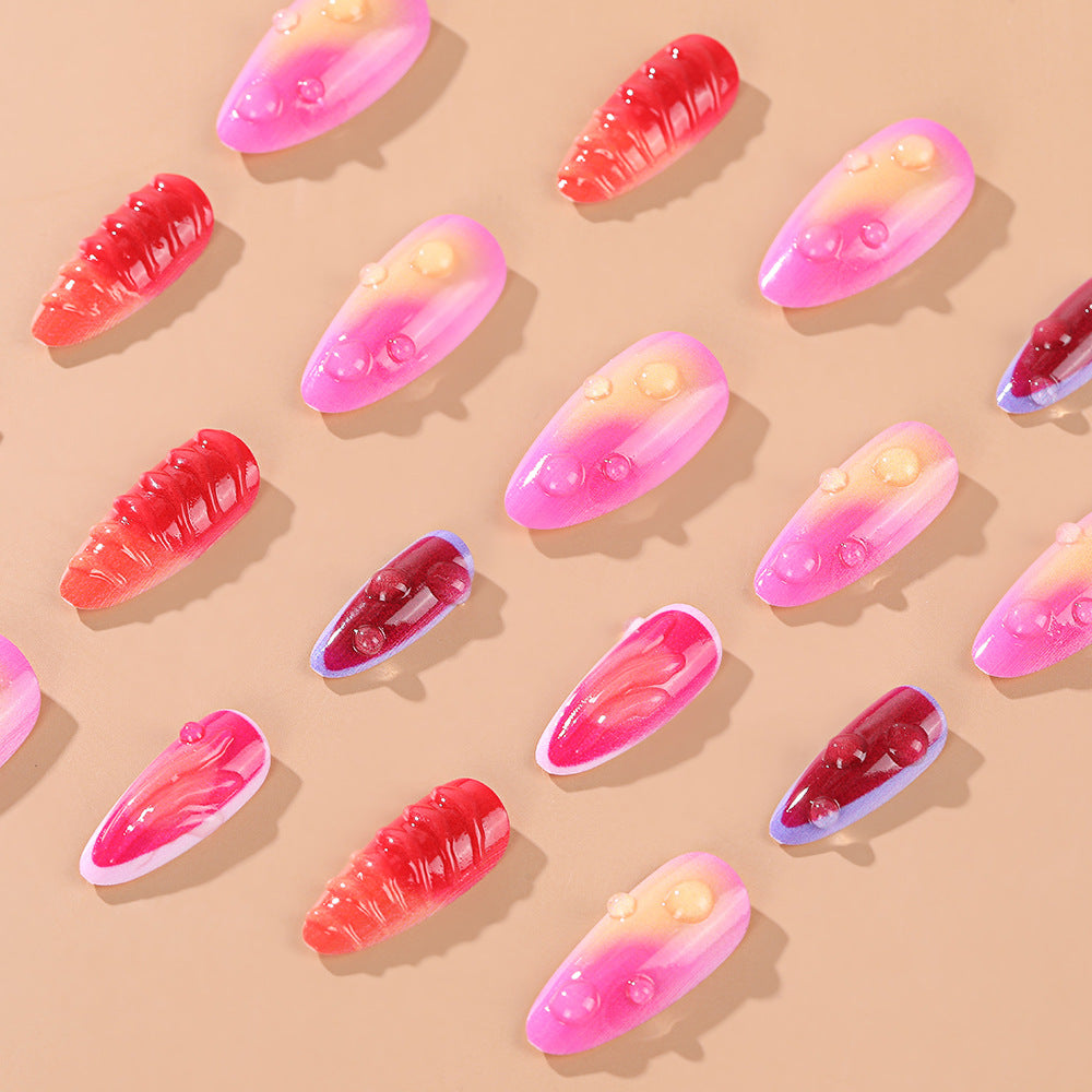 Wholesale 24 Pieces/ box Almond 3D Small Blisters Water Drops Nail