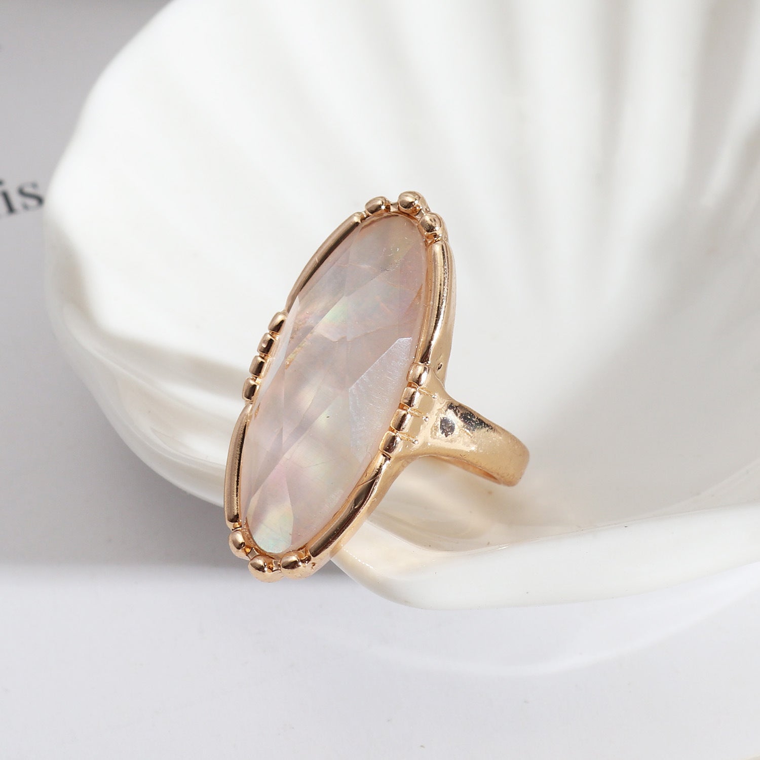 Wholesale faceted shell simple ring