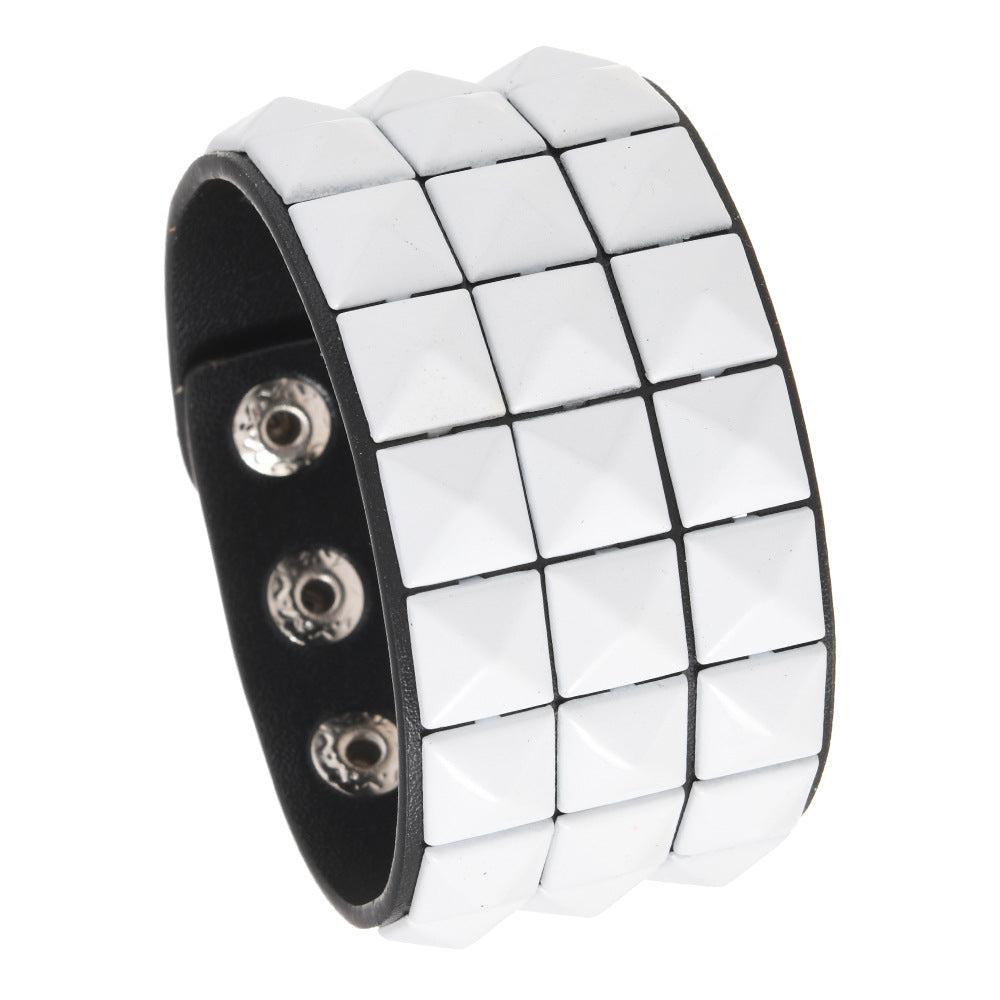 Wholesale Punk Multicolor Square Nail PU Bracelet Leather Bracelet