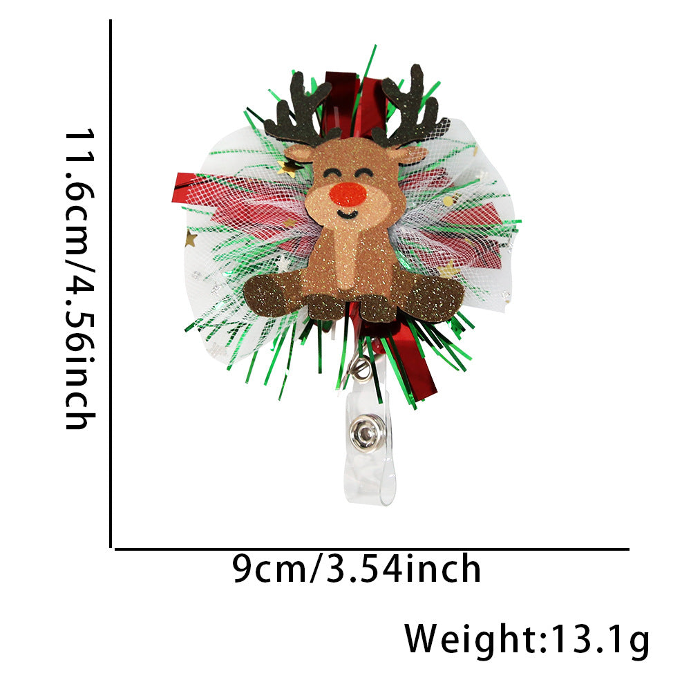 Wholesale Christmas Glitter Cartoon Snowman Elk Badge Reels Keychains ACC-KC-ZhouHao002