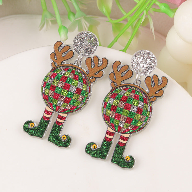 Wholesale Cartoon Creative Christmas Series Elk Gloves Acrylic Earrings