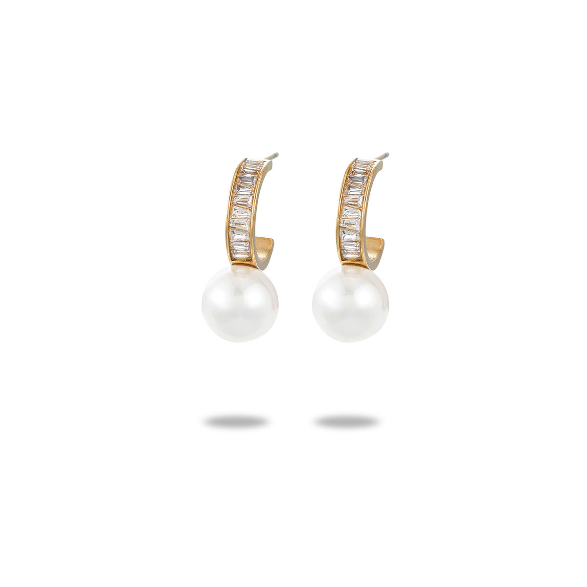 Wholesale  Light Luxury Gold Pearl Stainless Steel Earrings