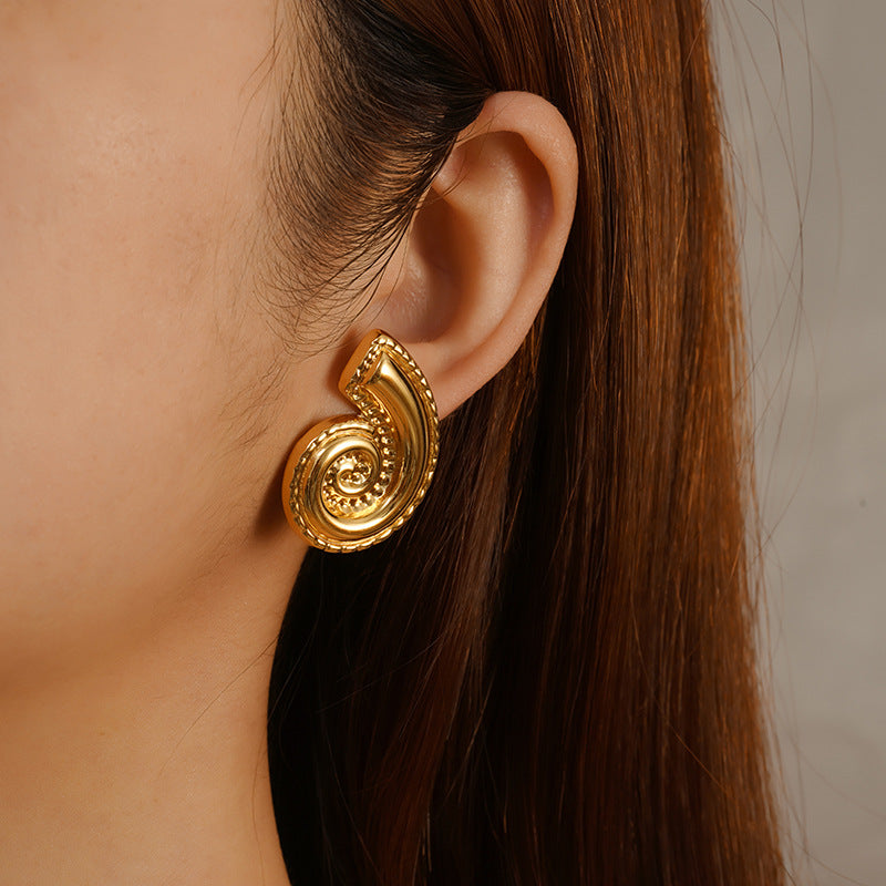 Wholesale Ocean Style Conch Stainless Steel Earrings
