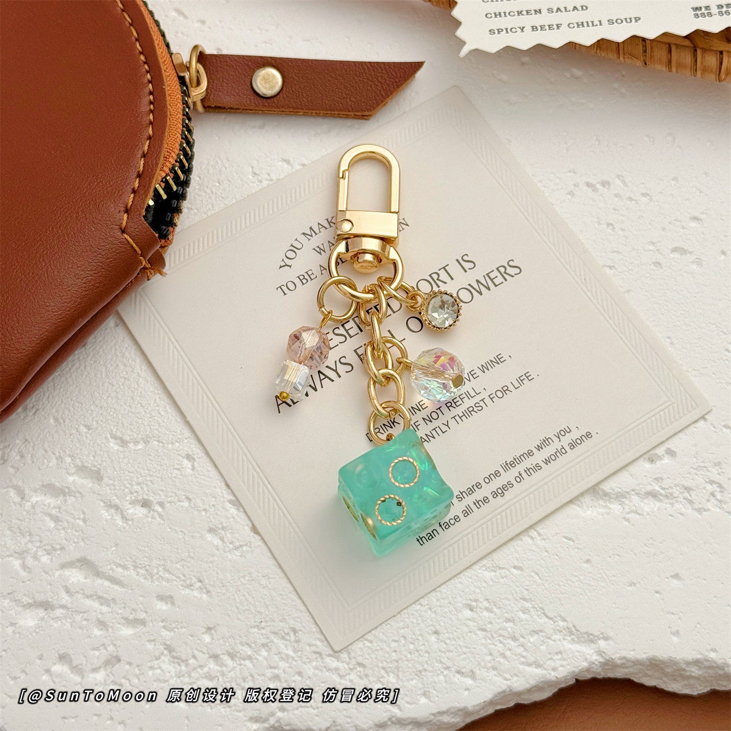 Wholesale Matte Macaron Cheese Cube Keychain Bag Charm Stylish Accessory For Girls
