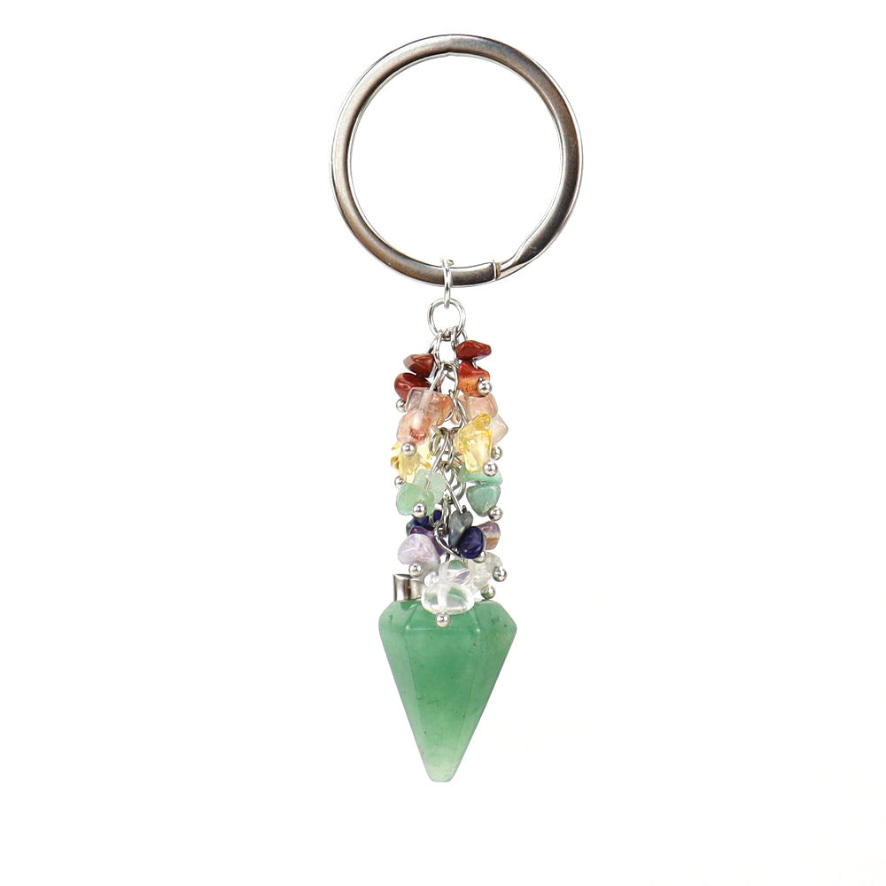 Wholesale Natural Colorful Gravel Hexagonal Prism Keychain ACC-KC-HanX003