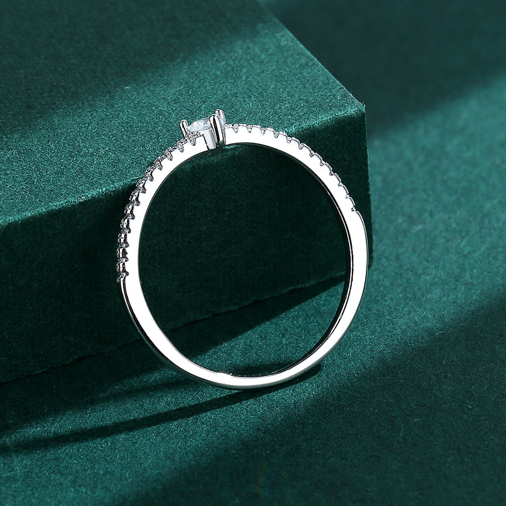 Wholesale S925 love heart zircon silver ring