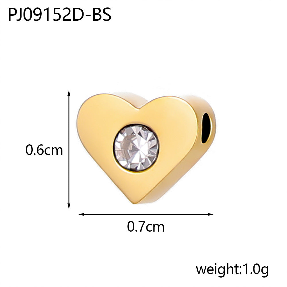 Wholesale Heart DIY stainless steel December birthstone set peach heart pendant