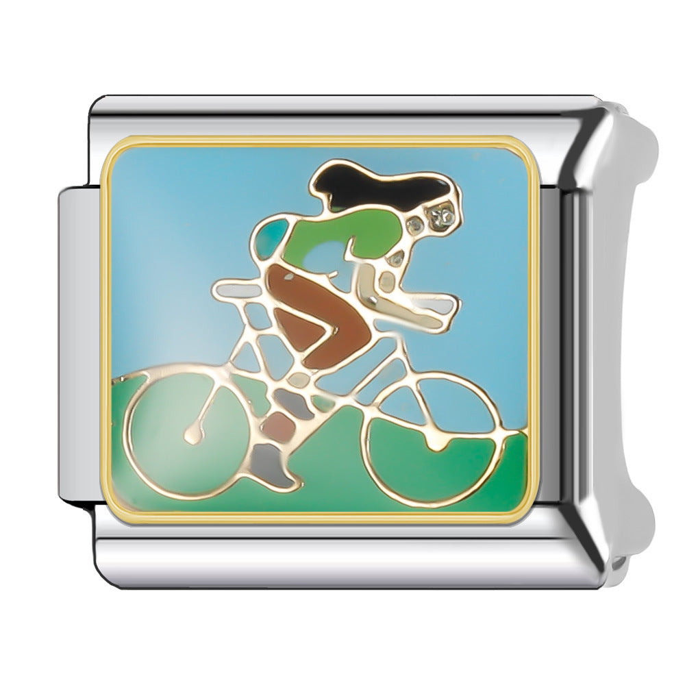 Wholesale Italian Charm Bracelet 9mm DIY Splicing Leisure Sports Stainless Steel Composable Bracelet