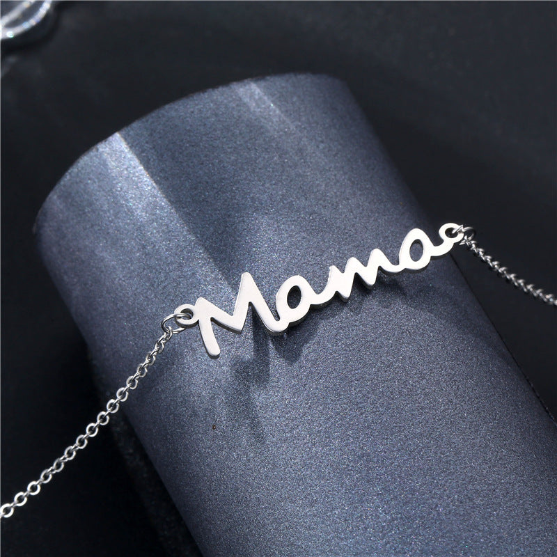 Wholesale MAMA 304 Stainless Steel Mother's Day Gift Necklace Choker Necklace ACC-NE-MinM001