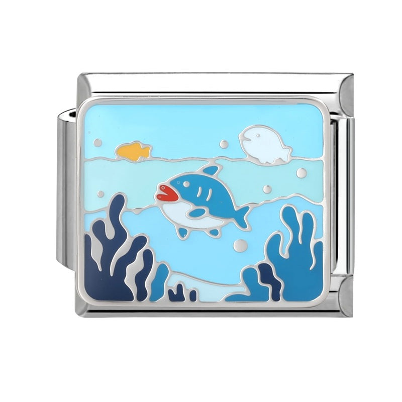 Wholesale 9mm Italian Charm Starter Bracelets DIY Marine Series Stainless Steel Composable Bracelet