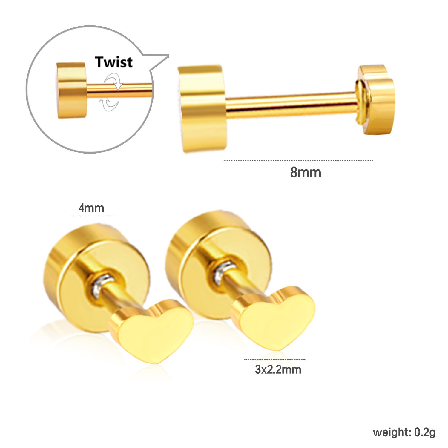 Wholesale Cute Bow Rainbow Screw Stud Earrings Stainless Steel Fashion Jewelry Gift for Women