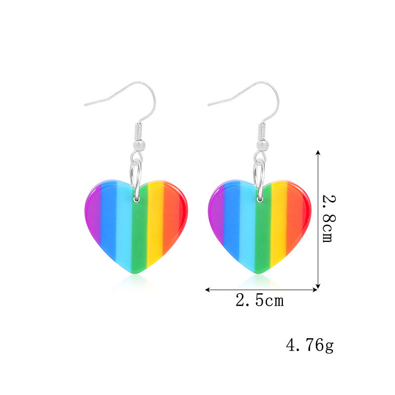 Wholesale LGBT Pride Month Rainbow Alloy Earrings ACC-ES-BinLi002