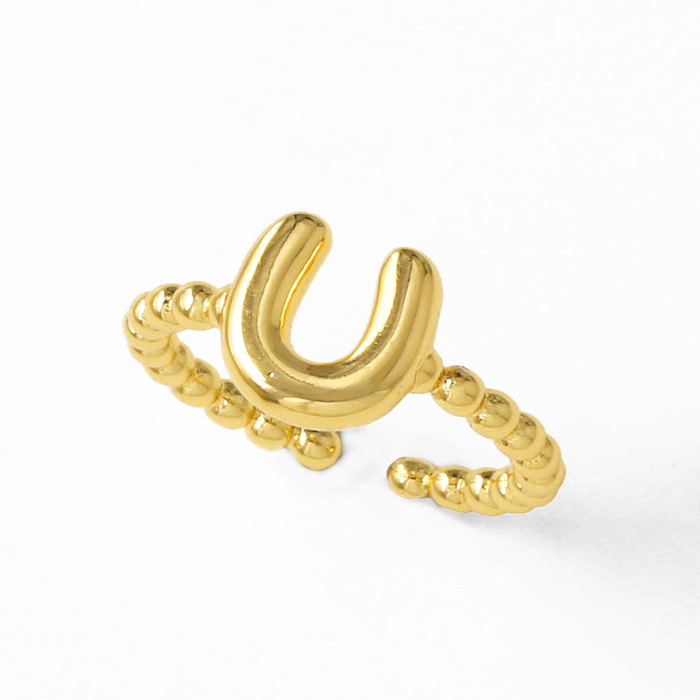 Wholesale 26 English letter rings gold-plated open rings