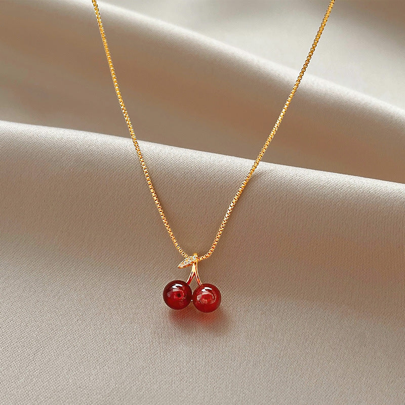 Wholesale 925 silver red cherry necklaces earrings