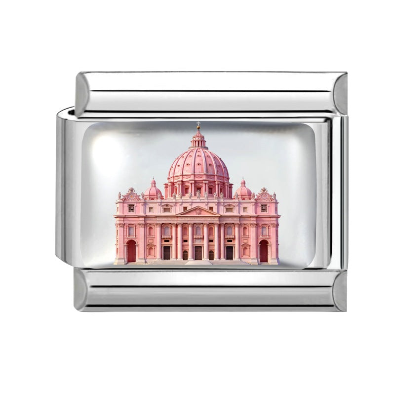 Wholesale Italian Style Travel Landmark Stainless Steel DIY Bracelet Module Fashion Accessory