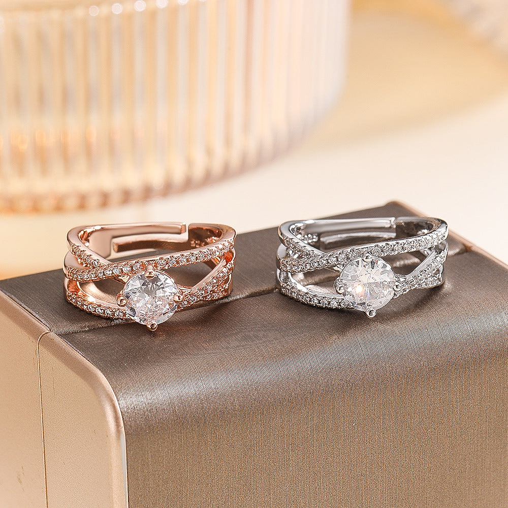 Wholesale Trendy Coil Design Adjustable Open Ring Moissanite Silver Jewelry For Everyday Wear Gift