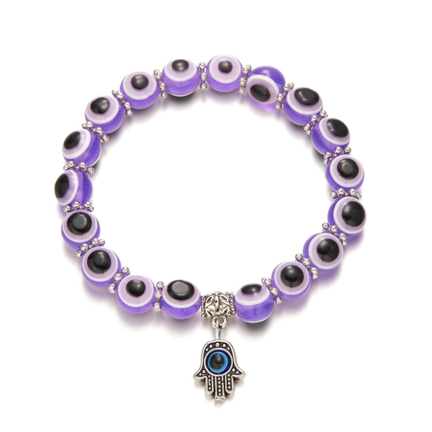 Wholesale Cross-border new bohemian style fashion creative Palm eyes Devil' s Eye Elastic beaded bracelet couple style