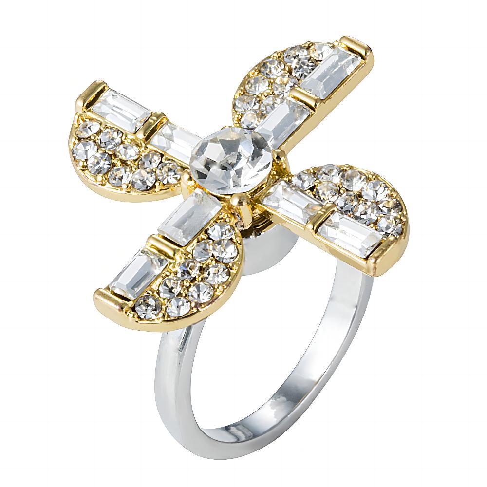 Wholesale  windmill rhinestone live ring adjustable size rotating ring