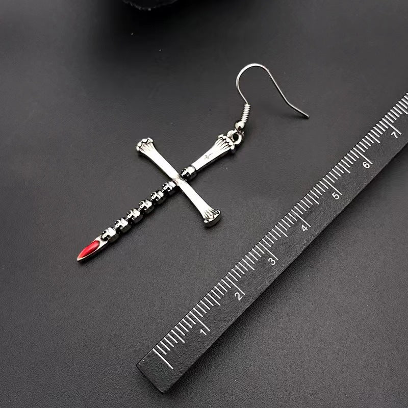 Wholesale Gothic Dark Wind Skull Coffin Nail Cross Alloy Earrings ACC-ES-FuSu004