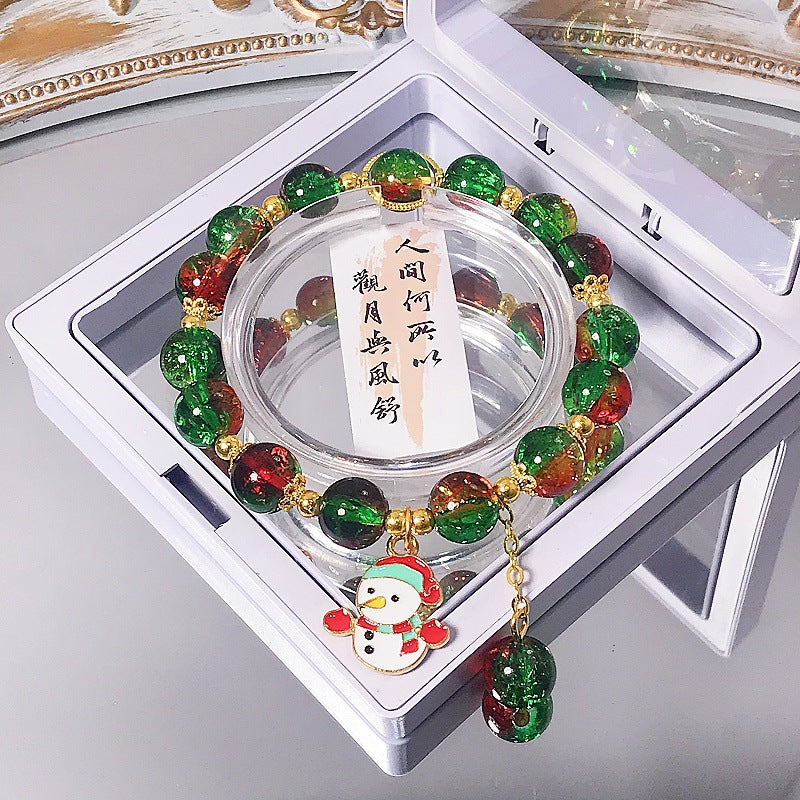 Wholesale Christmas Santa Tree Glass Bead Bracelet Handmade Unisex Jewelry Gift