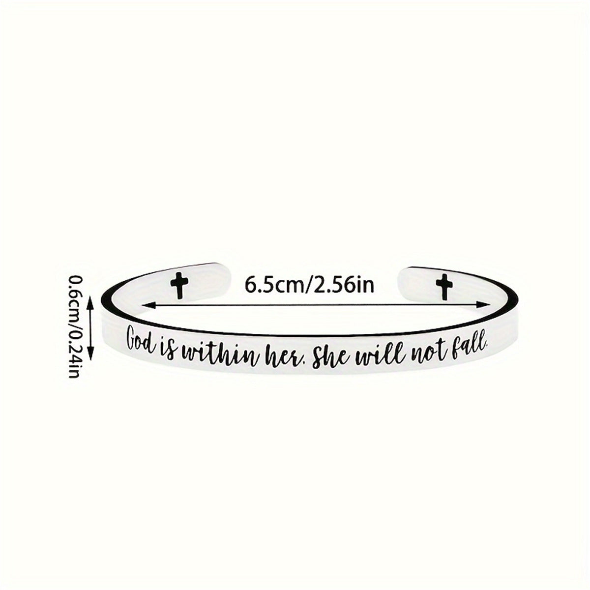 Bracciale regolabile a forma di C regolabile con polsino a lettera ispirato alla doppia croce in acciaio inossidabile all'ingrosso