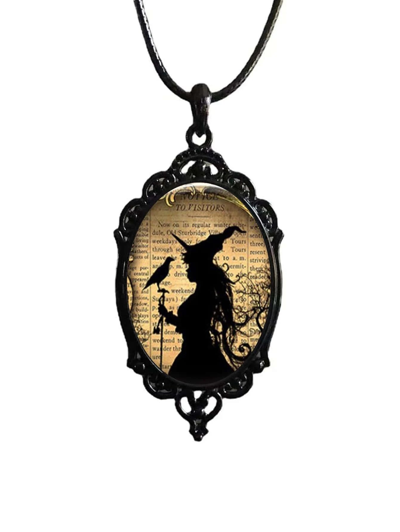 Wholesale  Black Bird Witch Alloy Necklace with Cross Chain,  Fashion Accessory for Resale