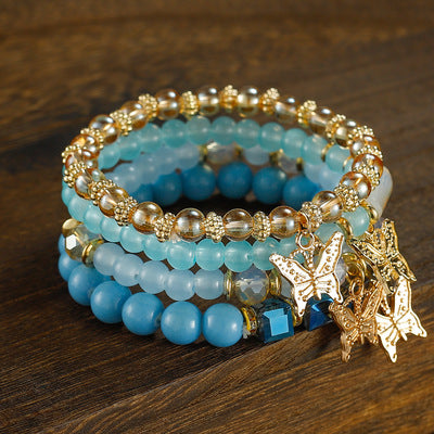 Wholesale Electroplated Alloy Bohemian Multi Layer Butterfly Crystal Beaded Bracelet Women S Boutique Jewelry Gift
