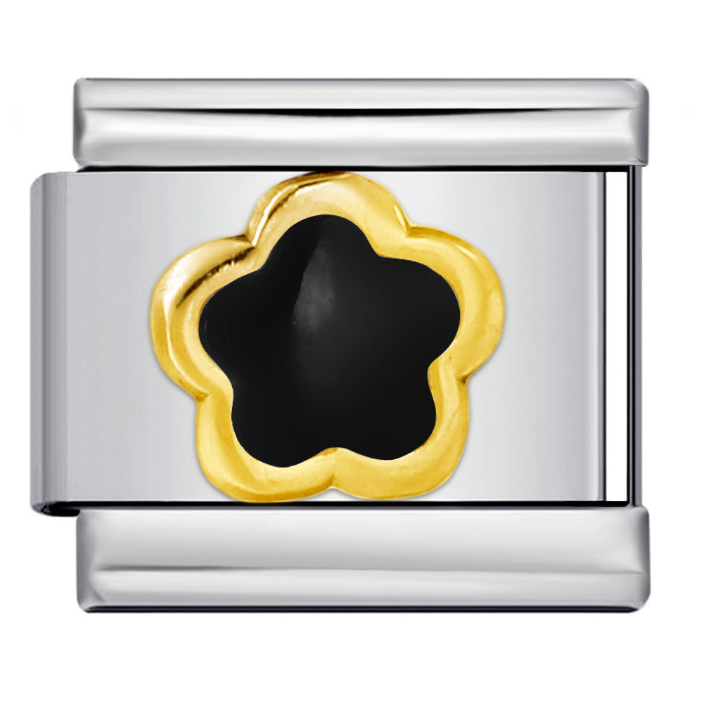 Wholesale Italian Charm Bracelet 9mm DIY Splicing Colored Oil-Drip Petals Stainless Steel Composable Bracelet