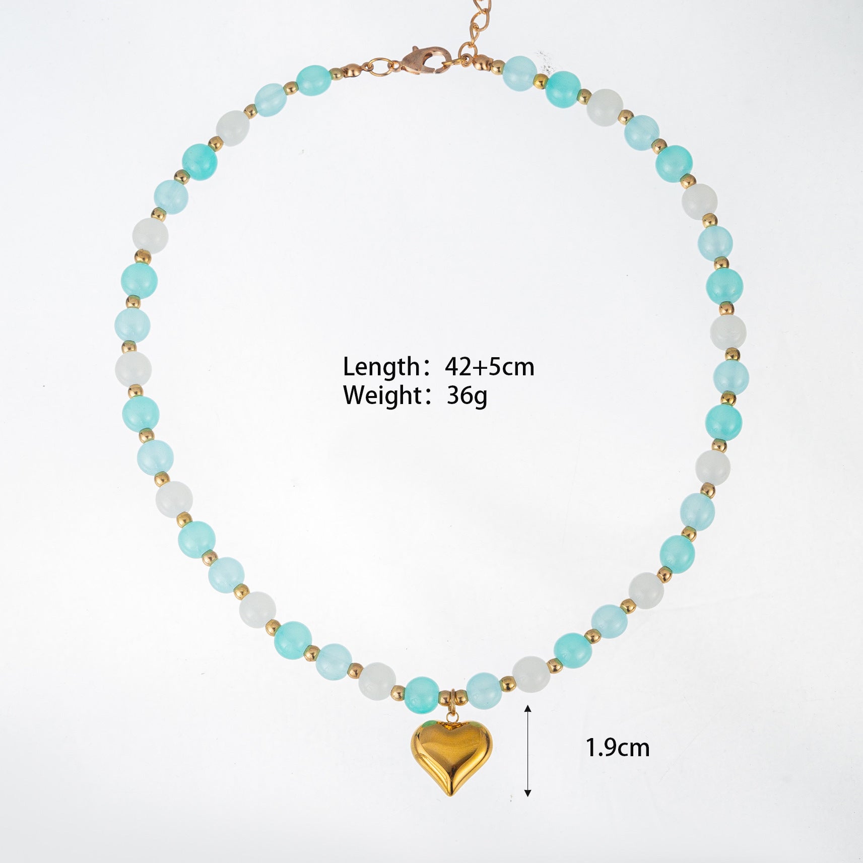 Wholesale Pink Heart Glass Beaded Necklace Fashion Jewelry Accessory For Wedding Proposal Gift