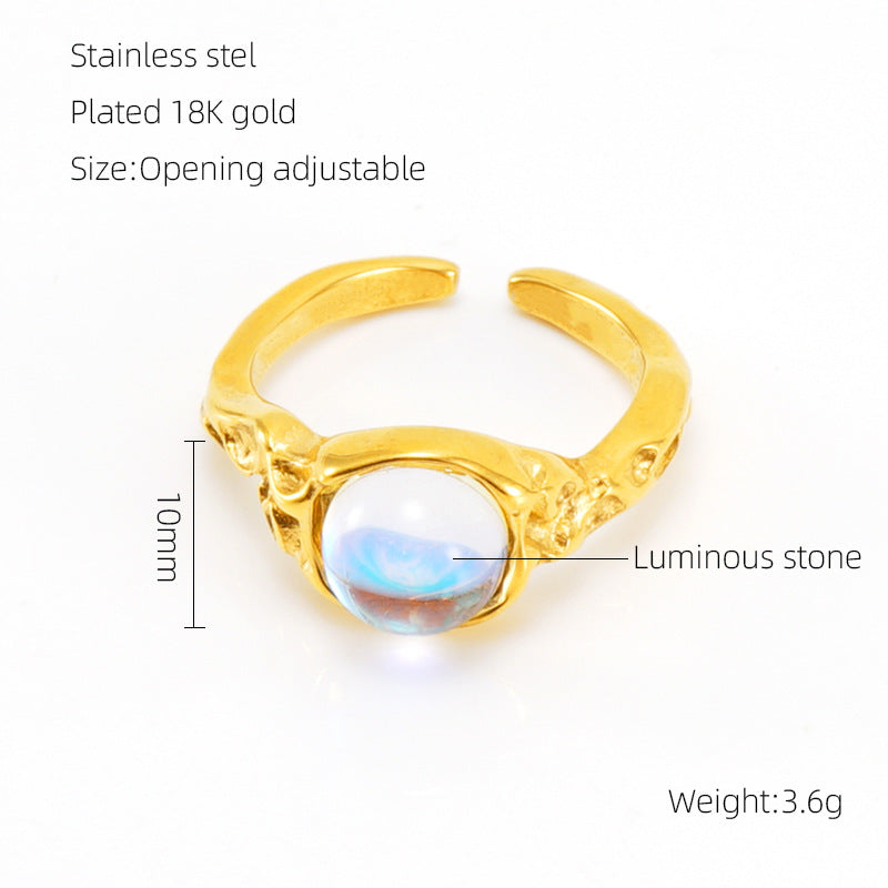 Wholesale  titanium steel luminous stone opening ring