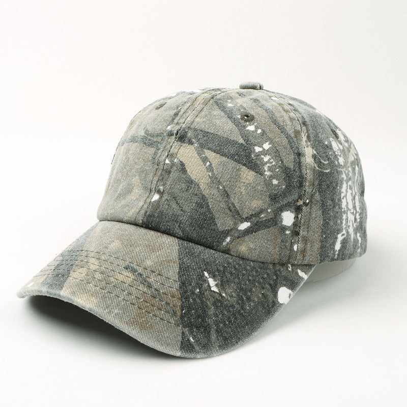Wholesale Cotton Washed Hat Denim Camouflage Curved Brim Baseball Cap ACC-HT-LueLan016