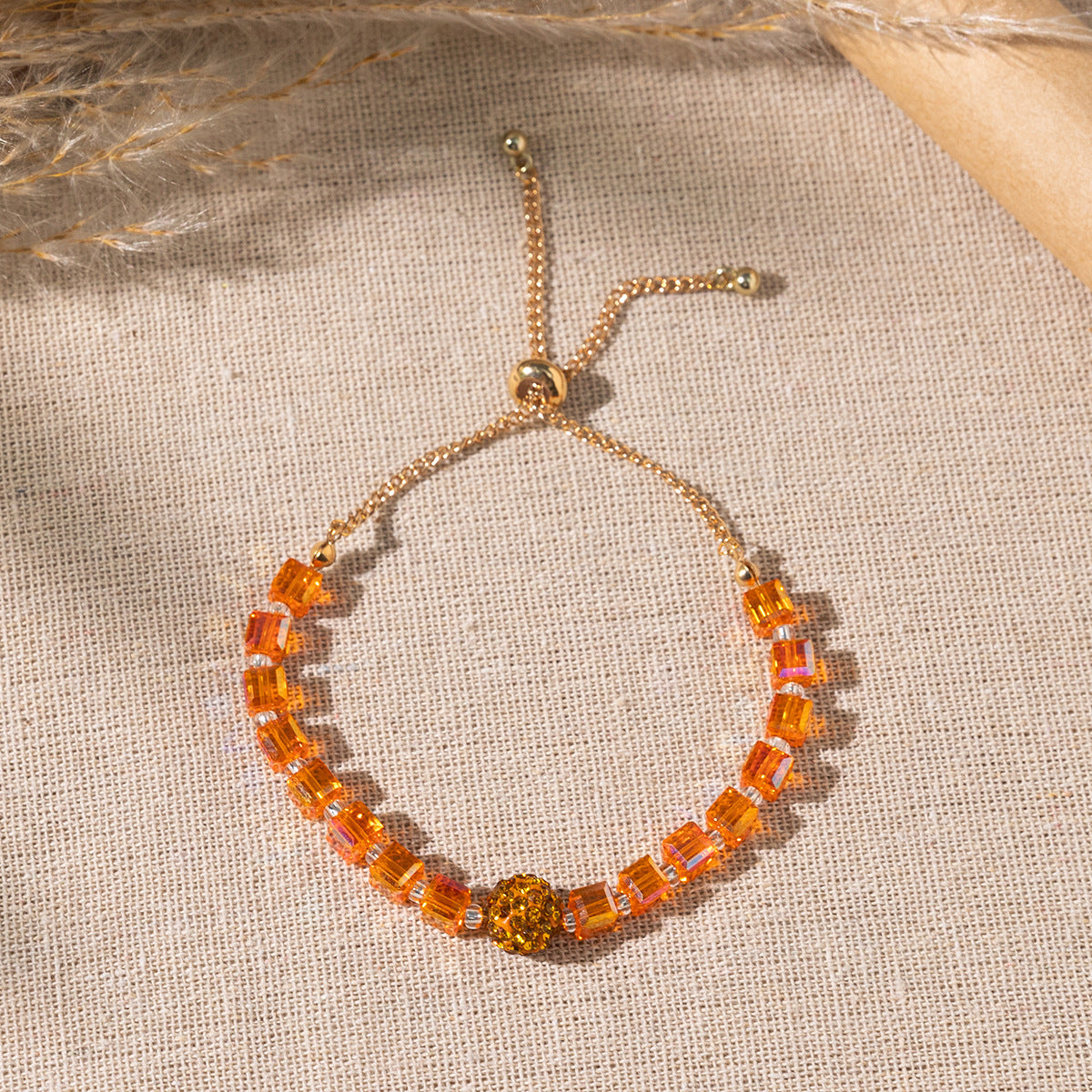 Wholesale Colorful transparent sugar cube glass bracelet