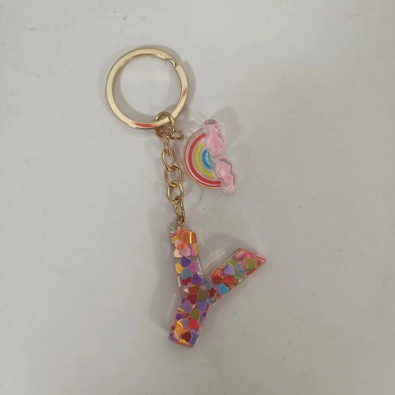 Wholesale Trendy Resin Alphabet Letter Keychains 26 A Z Iridescent Sequin Charm Set Party Gift Bag Charm Boutique Resale Accessory