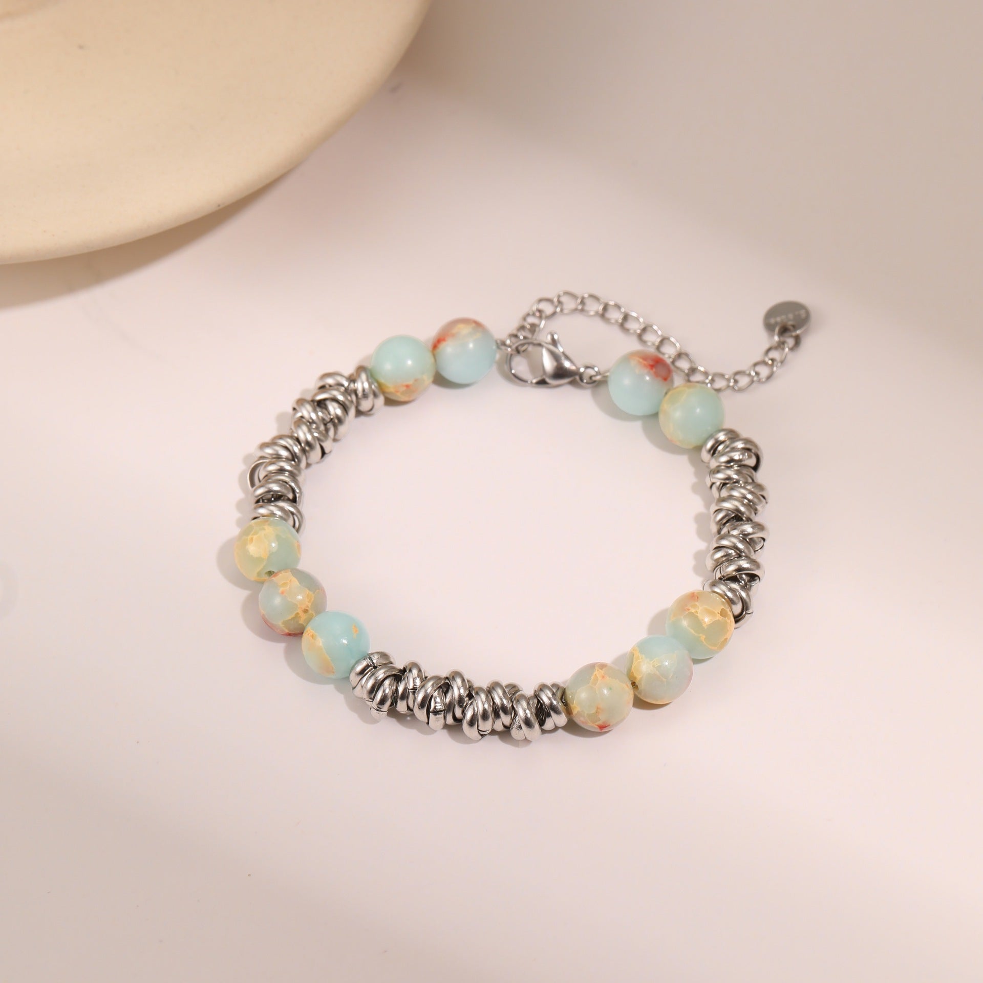 Wholesale Natural stone stainless steel bracelet