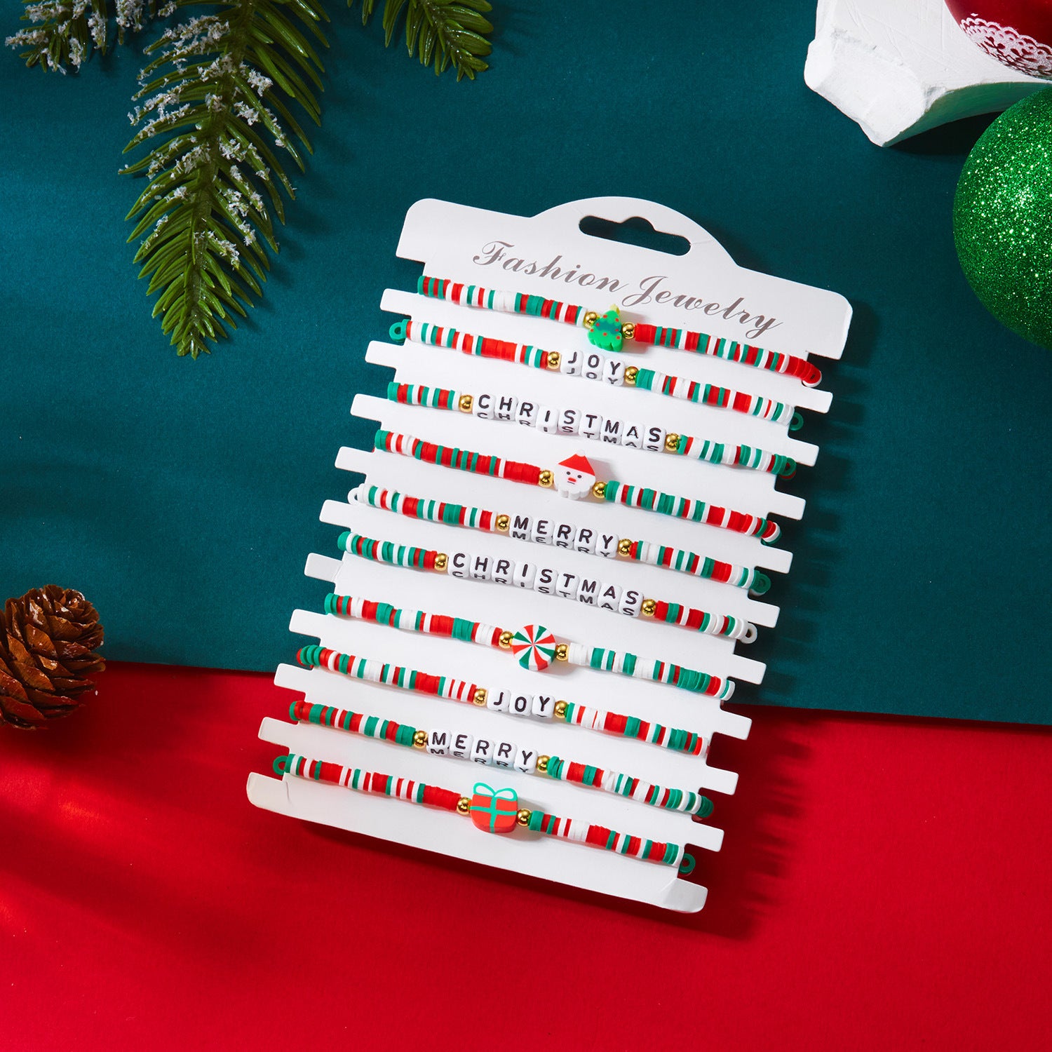 Wholesale Christmas Multi-layer Soft Ceramic Elk Bracelet Set