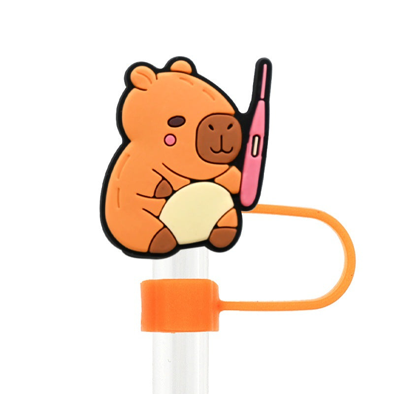 Wholesale Random 100pcs cartoon medical   10mm PVC Soft Straw Tube Cap