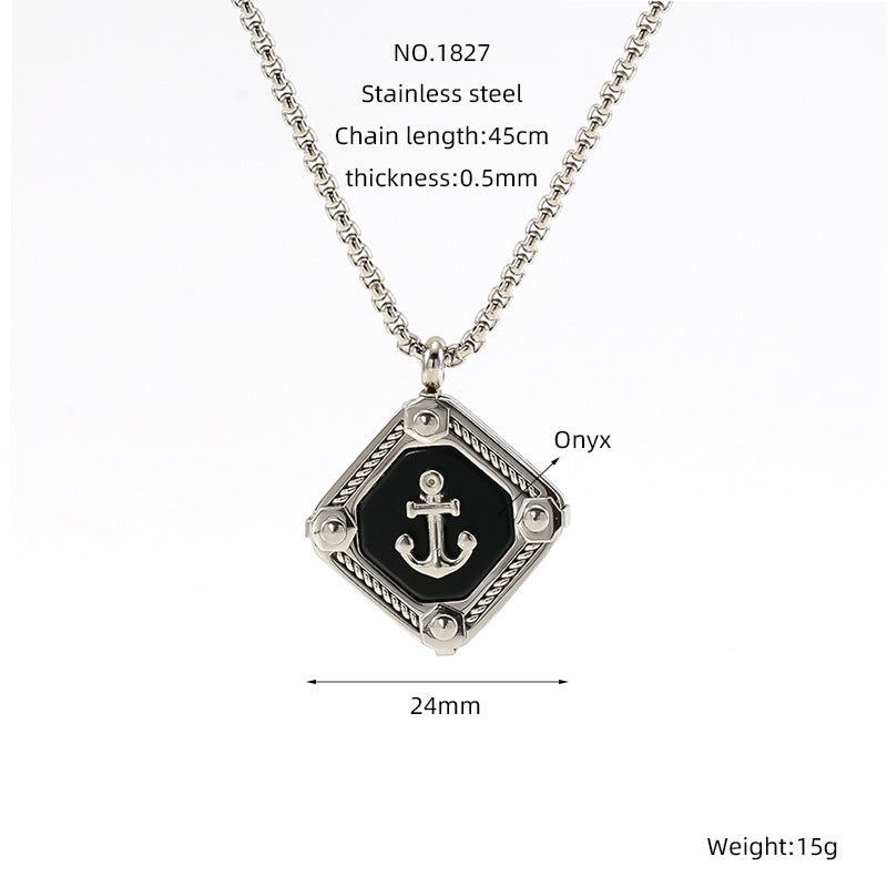 Wholesale Titanium Steel Anchor Necklace for Men ACC-NE-ZhongYao007