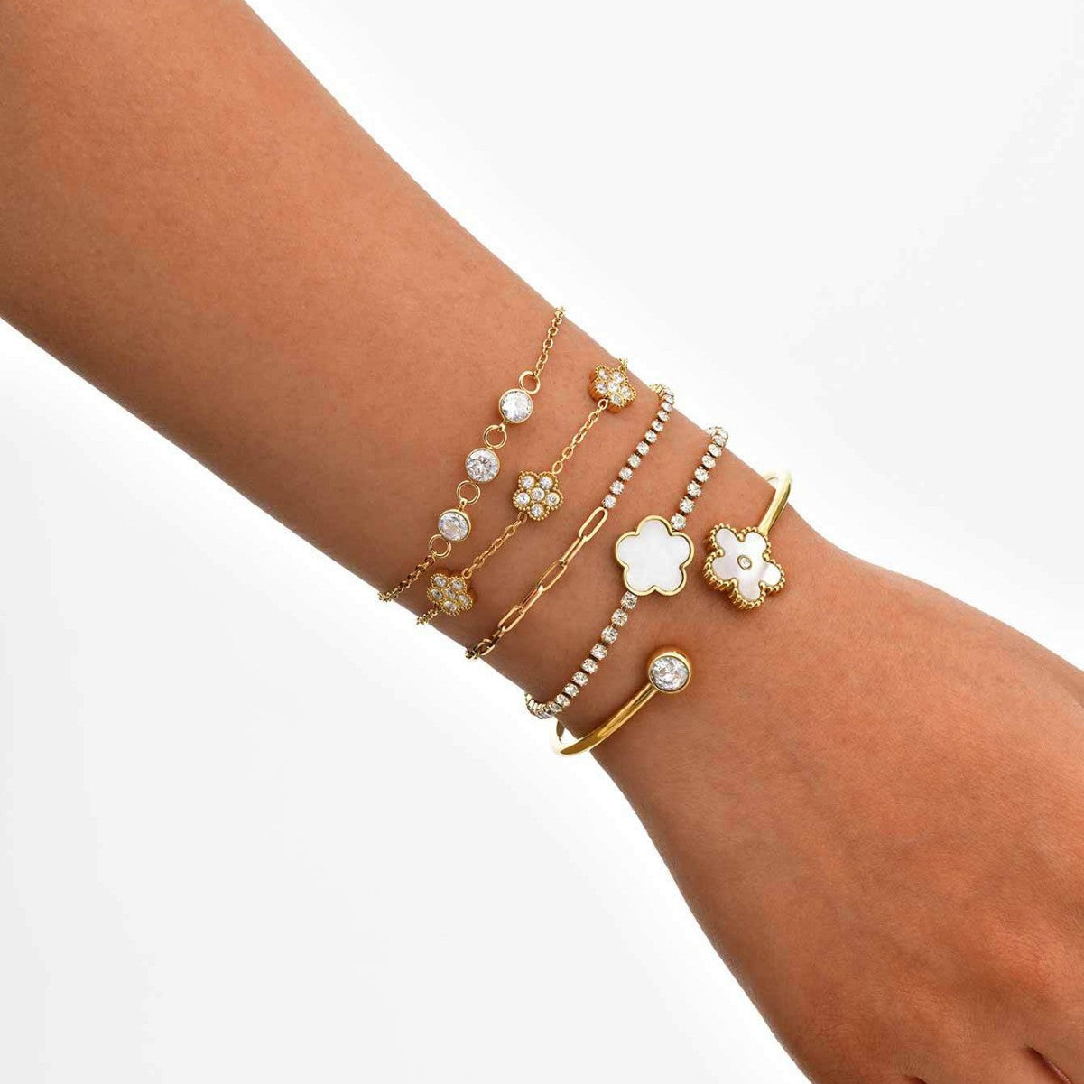 Wholesale Stainless Steel Gold Zircon Bracelet Bangle For Women Everyday Jewelry Accessory For Boutique Resale