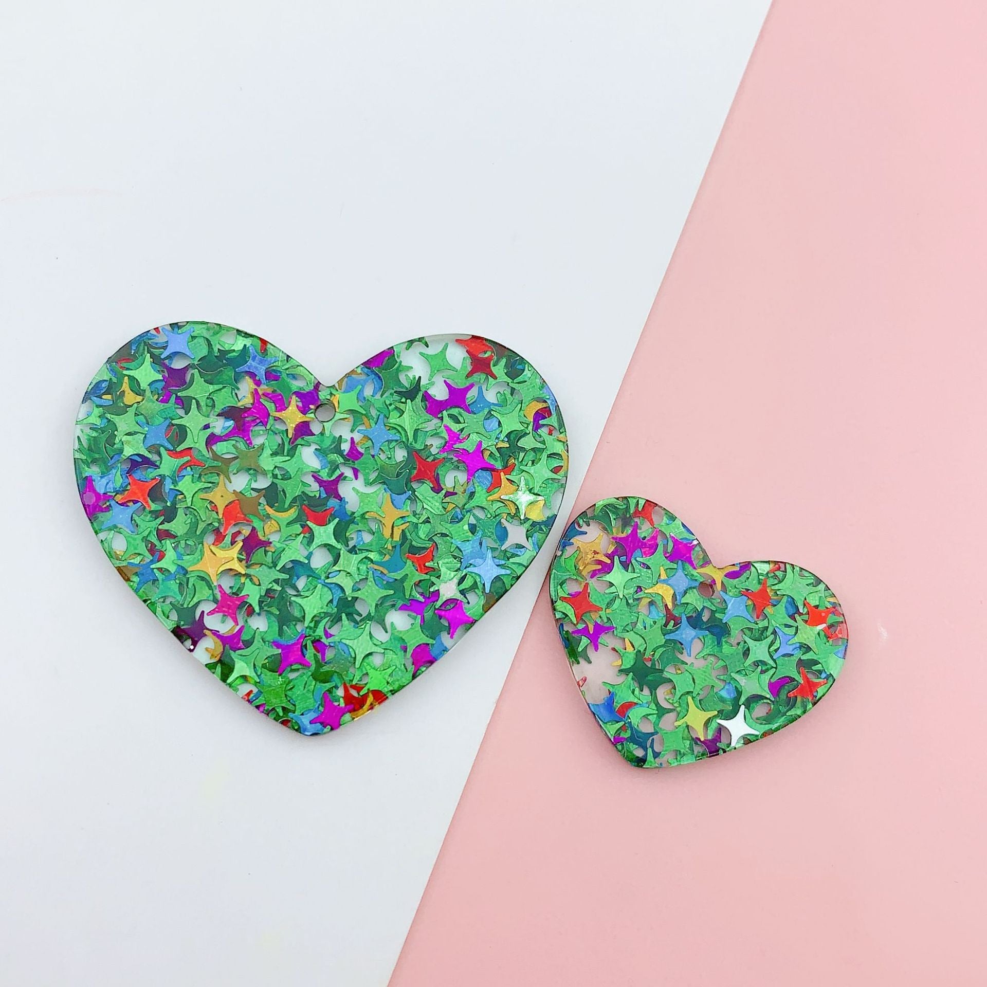 Wholesale 10pcs acrylic color sequins heart-shaped  Pendant