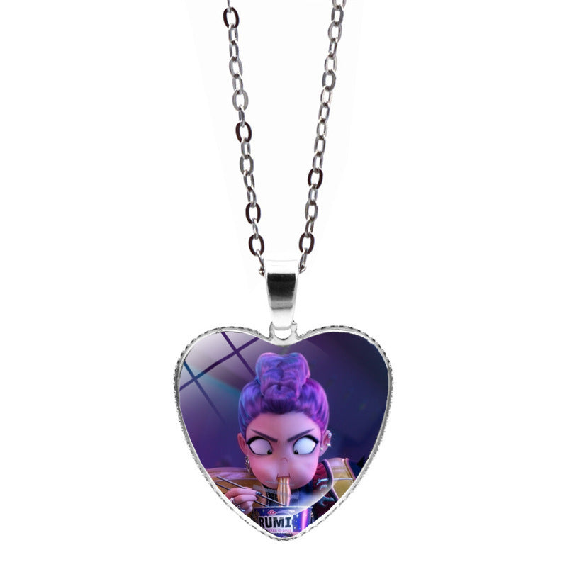 Wholesale K-POP Anime Heart Necklace Sweater Chain