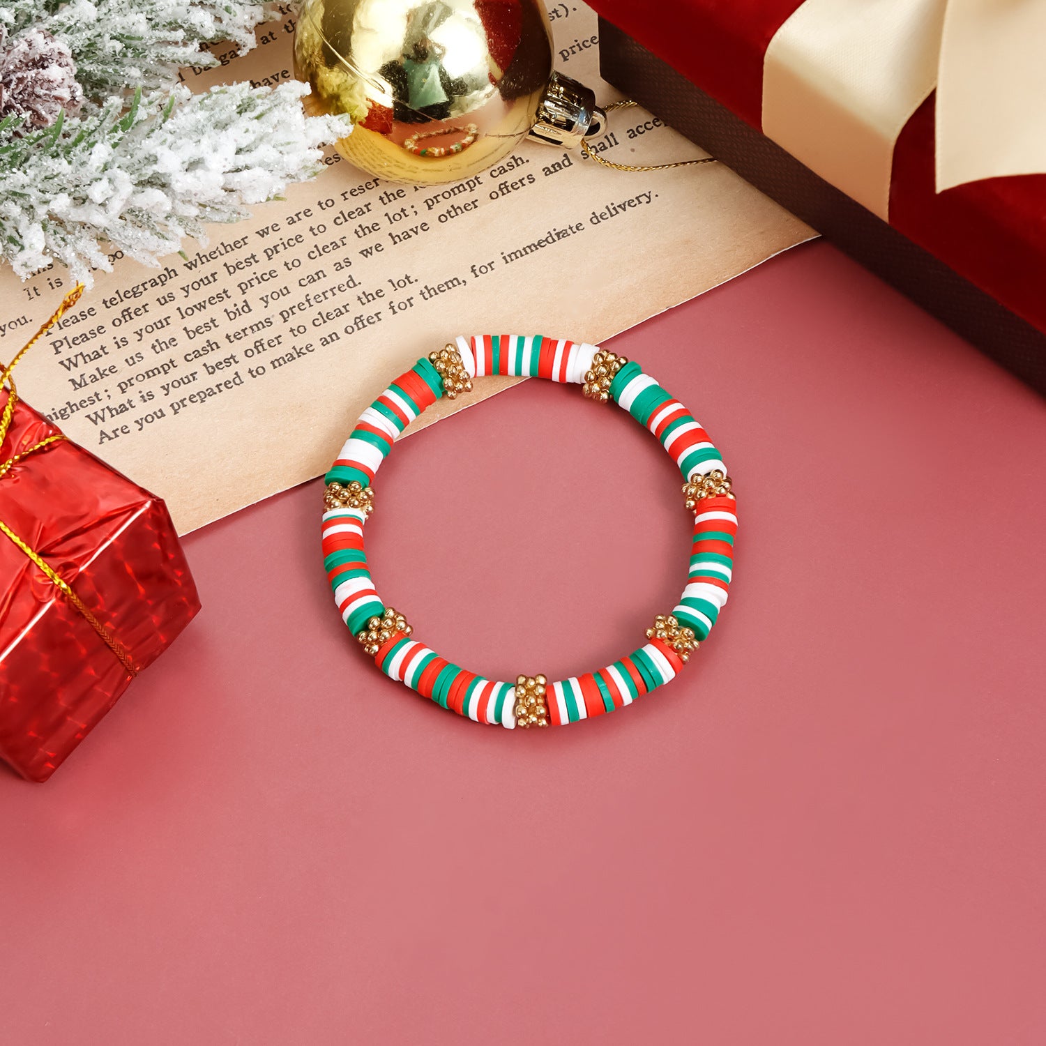 Wholesale Metal Bell Christmas Hat Bracelet