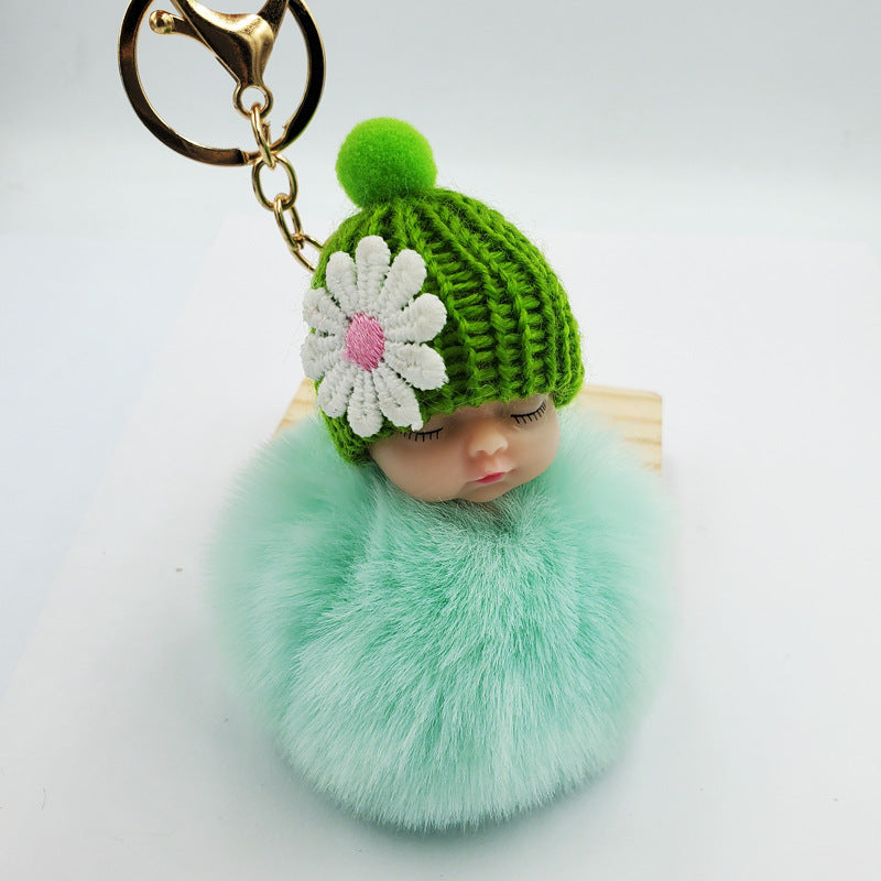 Wholesale cute sleeping doll keychain fur ball pendant ACC-KC-DY007
