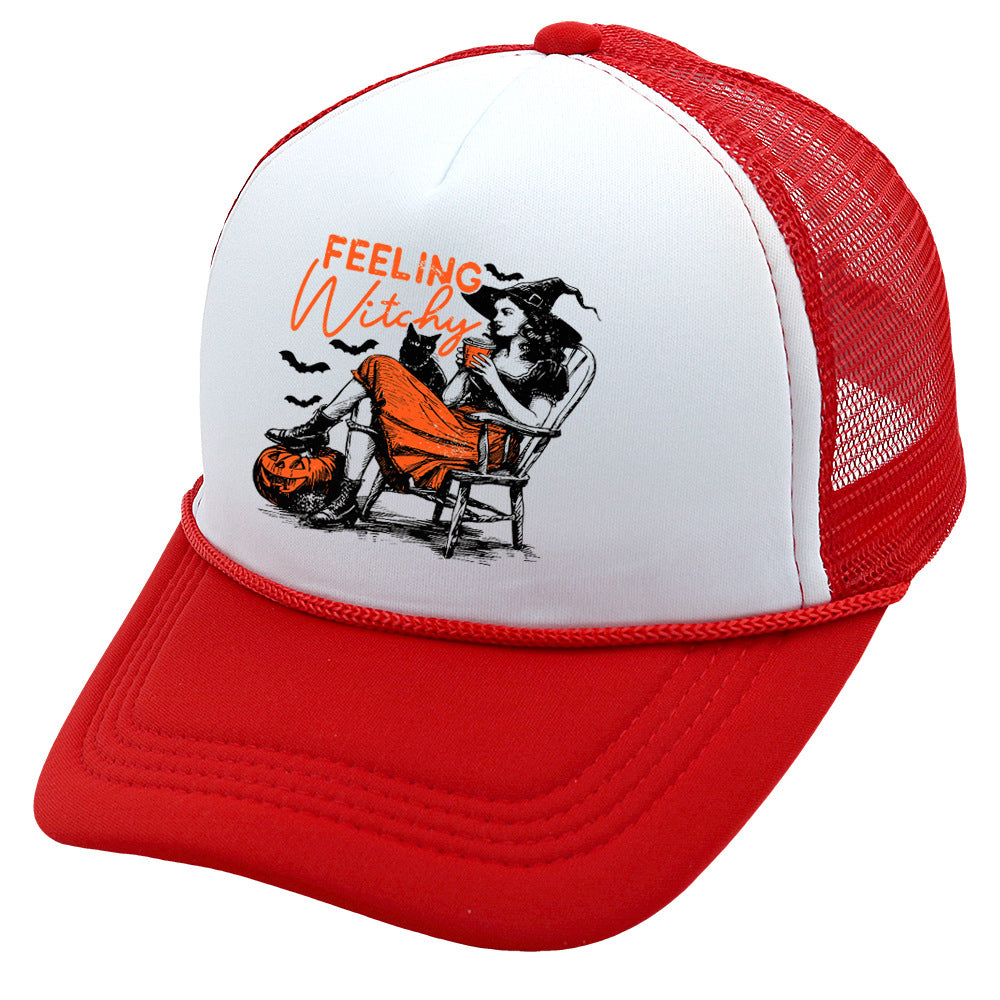 Wholesale Trucker Hat Halloween Pumpkin Witch Baseball Cap Printed Mesh Cap ACC-HT-HaiPu014