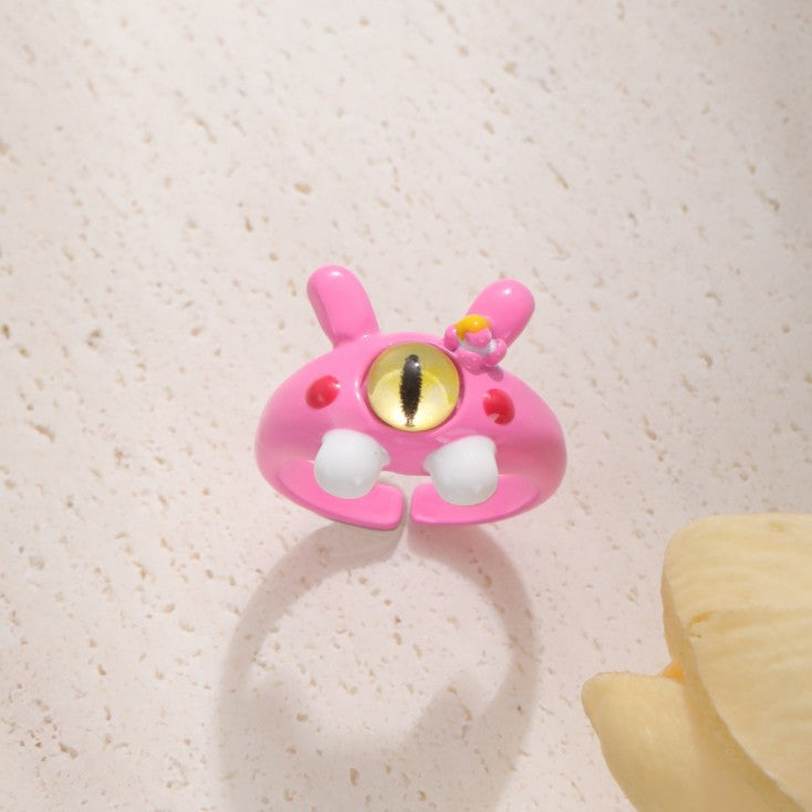 Wholesale Cute Cartoon Monster Colorful Open Rings ACC-RS-JunJie002