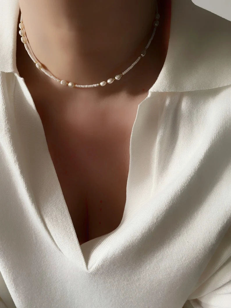 Wholesale natural shaped pearl vintage necklace