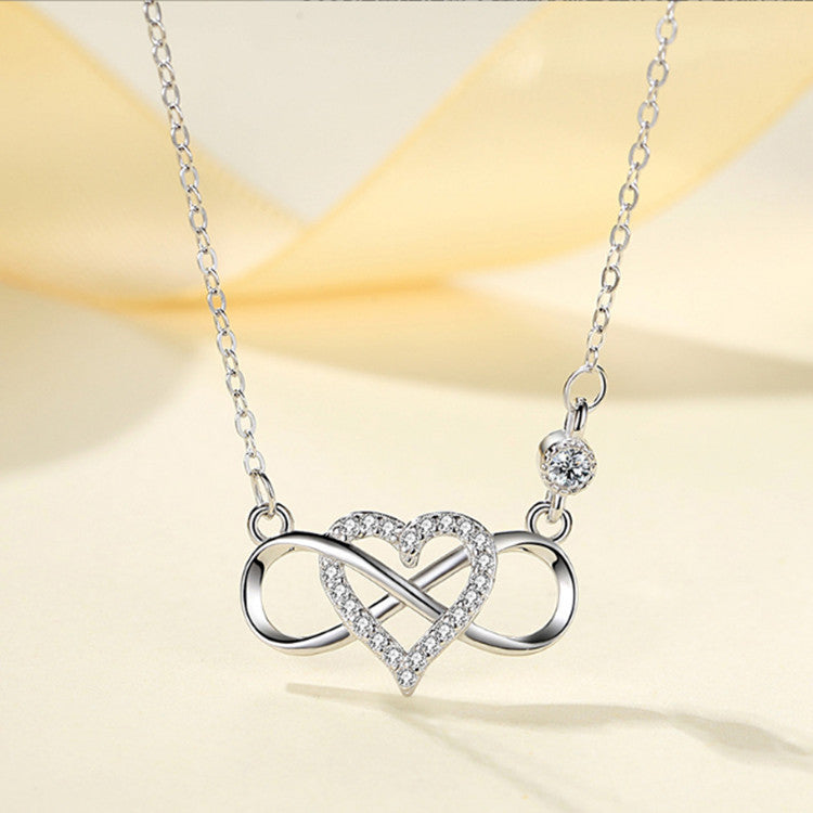 Wholesale S925 sterling silver 8-word heart-shaped necklace love necklace