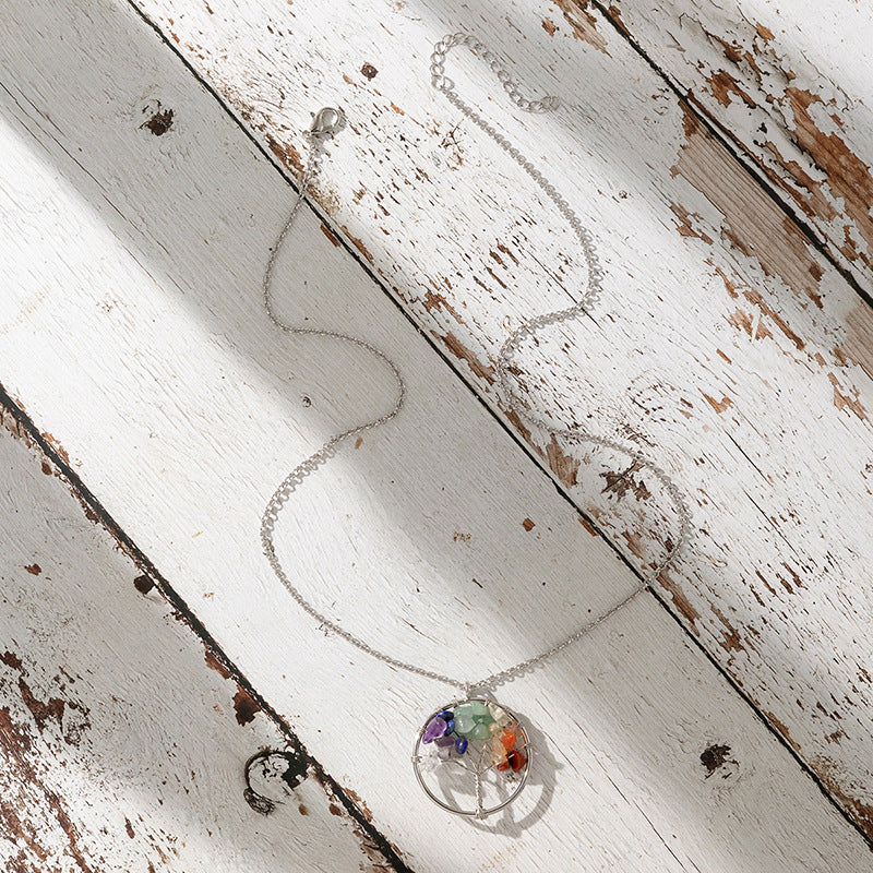 Wholesale Colored Stone Tree of Life Necklace