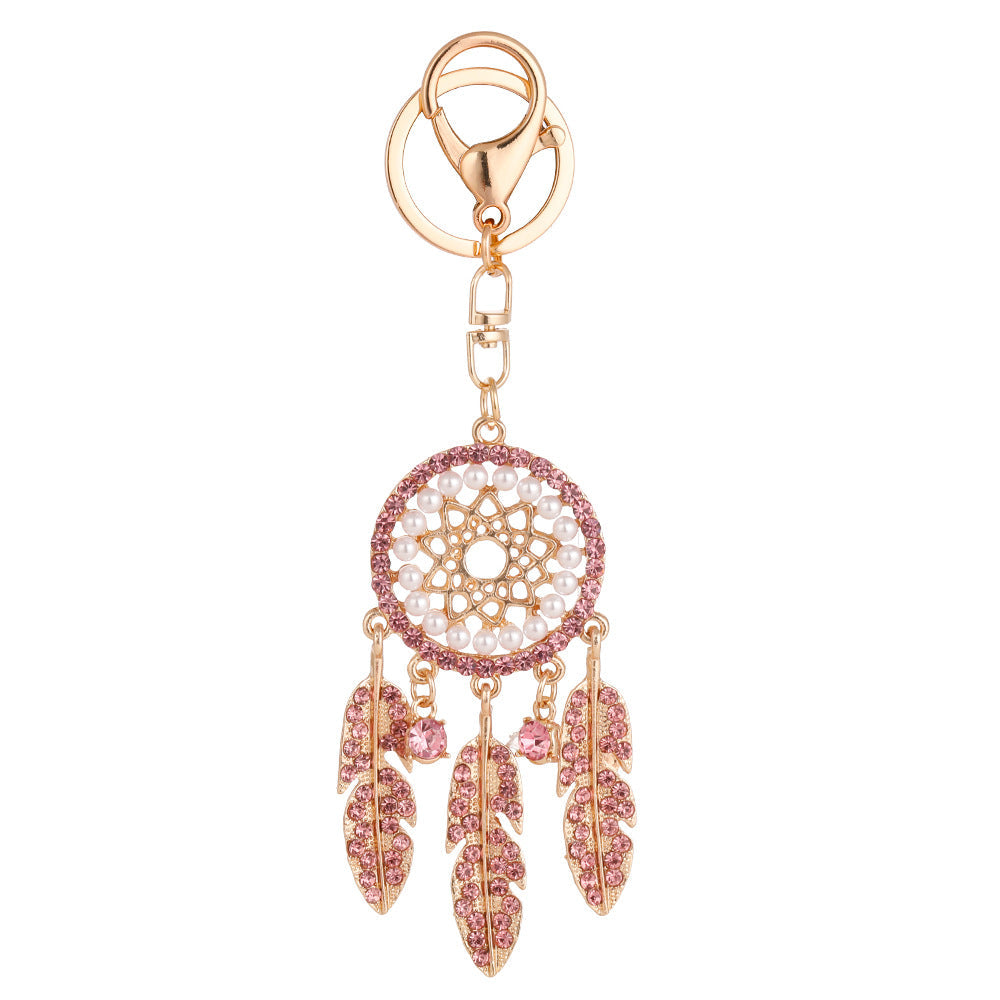 Wholesale Rhinestone Hollow Dream Catcher Feather Alloy Keychain ACC-KC-ChenHui001